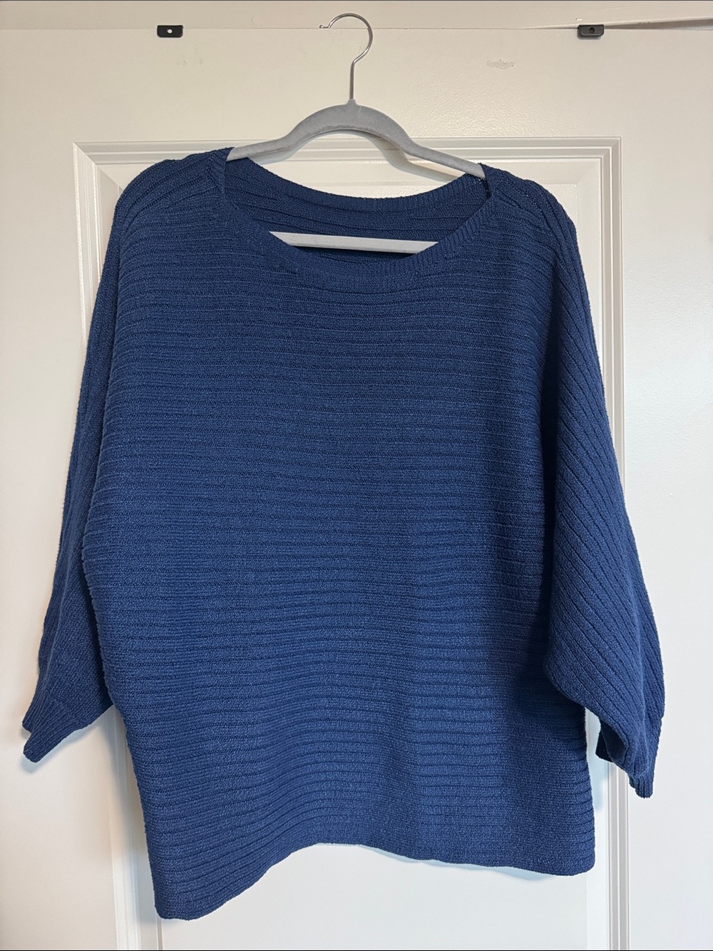 SHEIN Textured Navy Crewneck Sweater